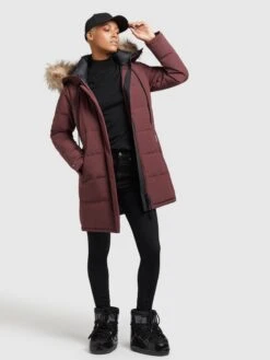 Khujo Wintermantels Wintermantel Cloren Dames Donkerrood -Khujo 1be537bb118135228b666b0aa23f4c39